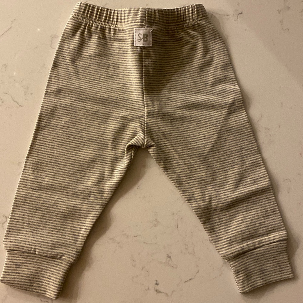 Stephan Baby Striped Joggers Pants Gray Cream 0-6 Months F2999 NEW